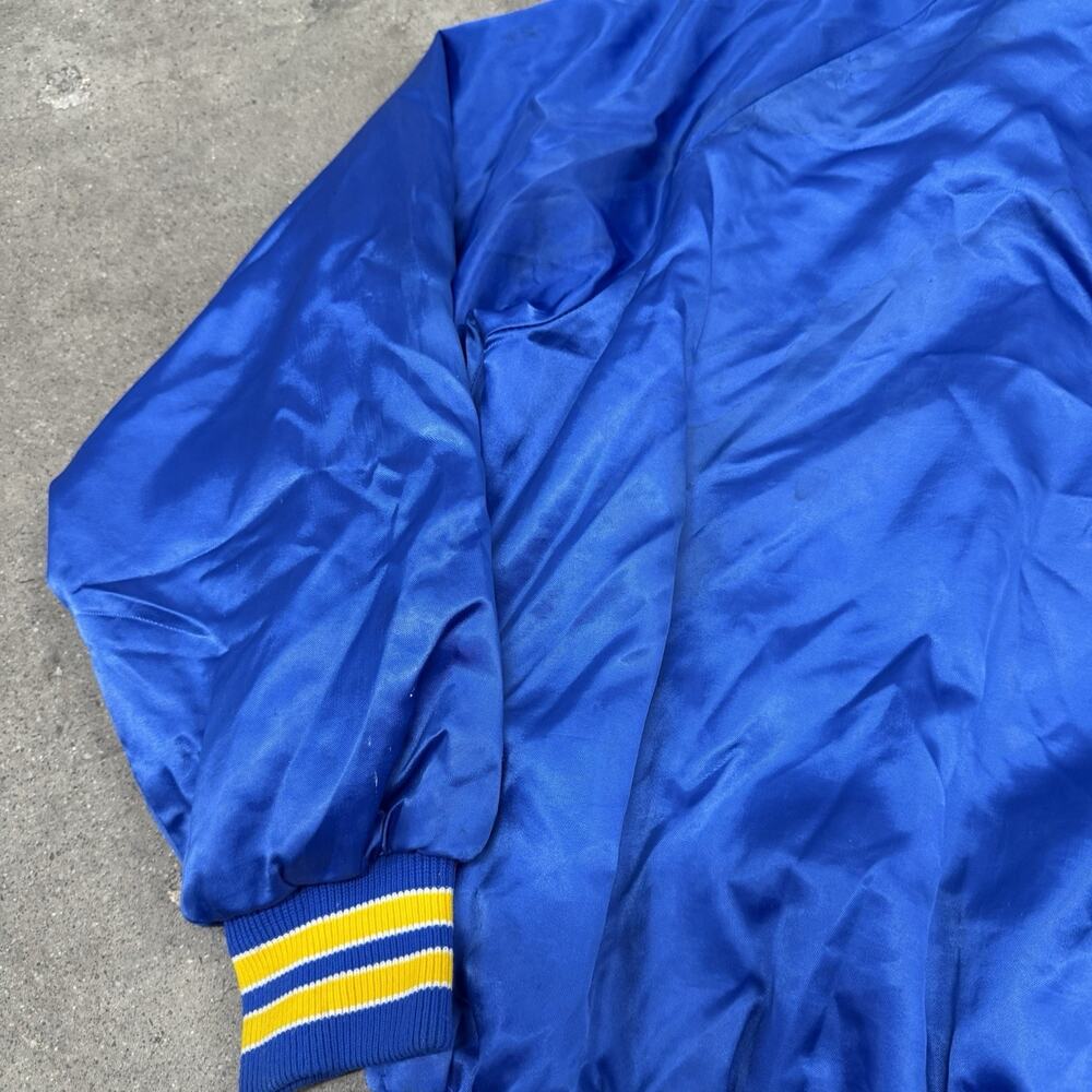 VINTAGE 80s NASA DRYDEN FLIGHT RESEARCH SATIN BOMBER SNAP JACKET BLUE MEDIUM USA - Picture 10 of 12